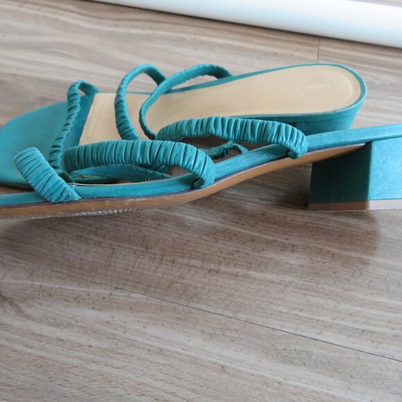 REFORMATION Assunta Strappy Block Heel Mule Slip On Sandals Shoes in Green Sz 8 - Picture 7 of 13